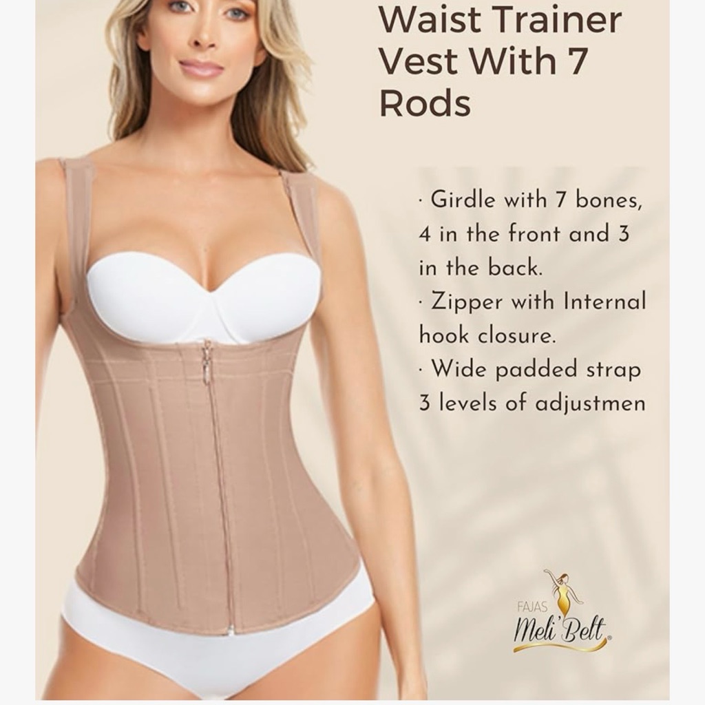 Beige Waist Trainer Vest With 7 Rods
